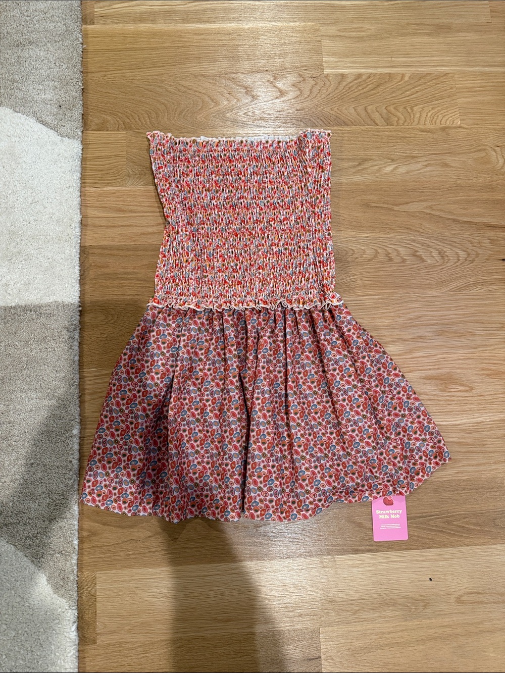 Strawberry Milk Mob Pink Floral Smocked Sundress